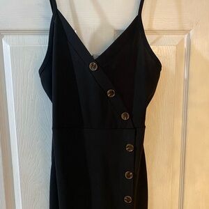 Black Sheath Midi Dress with Spaghetti Straps